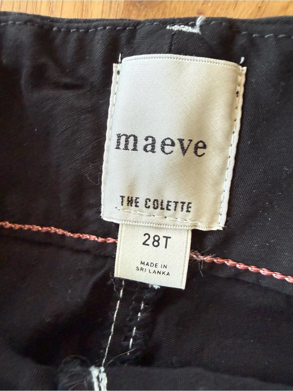 Maeve Black Colette Pants with white Contrast Stitching Sz 27 tall - Picture 4 of 6
